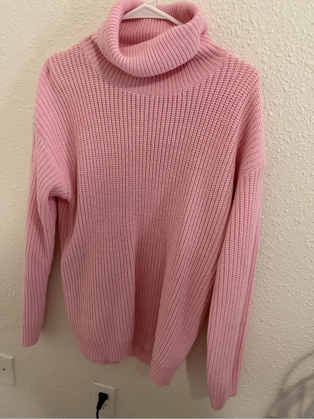 Boohoo Pastel Pink Ribbed Turtleneck Sweater Large